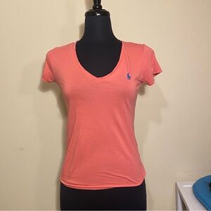 Polo by Ralph Lauren Women's Coral  V-Neck Tee